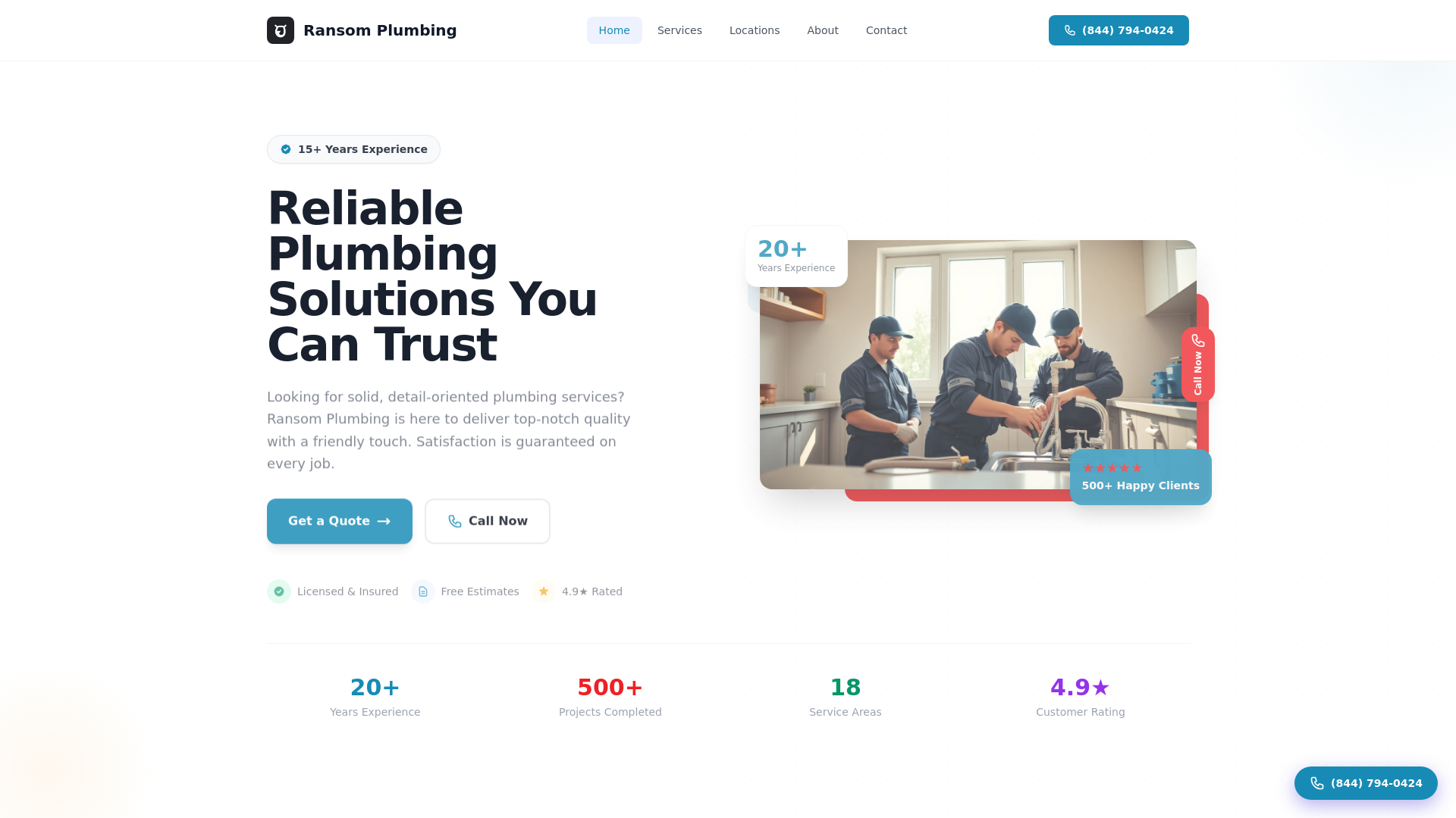 website screenshot of https://ransomplumbing-com.pages.dev/