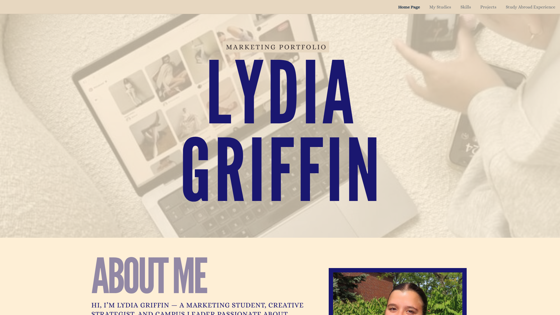 website screenshot of https://lydiagmarketing.com/
