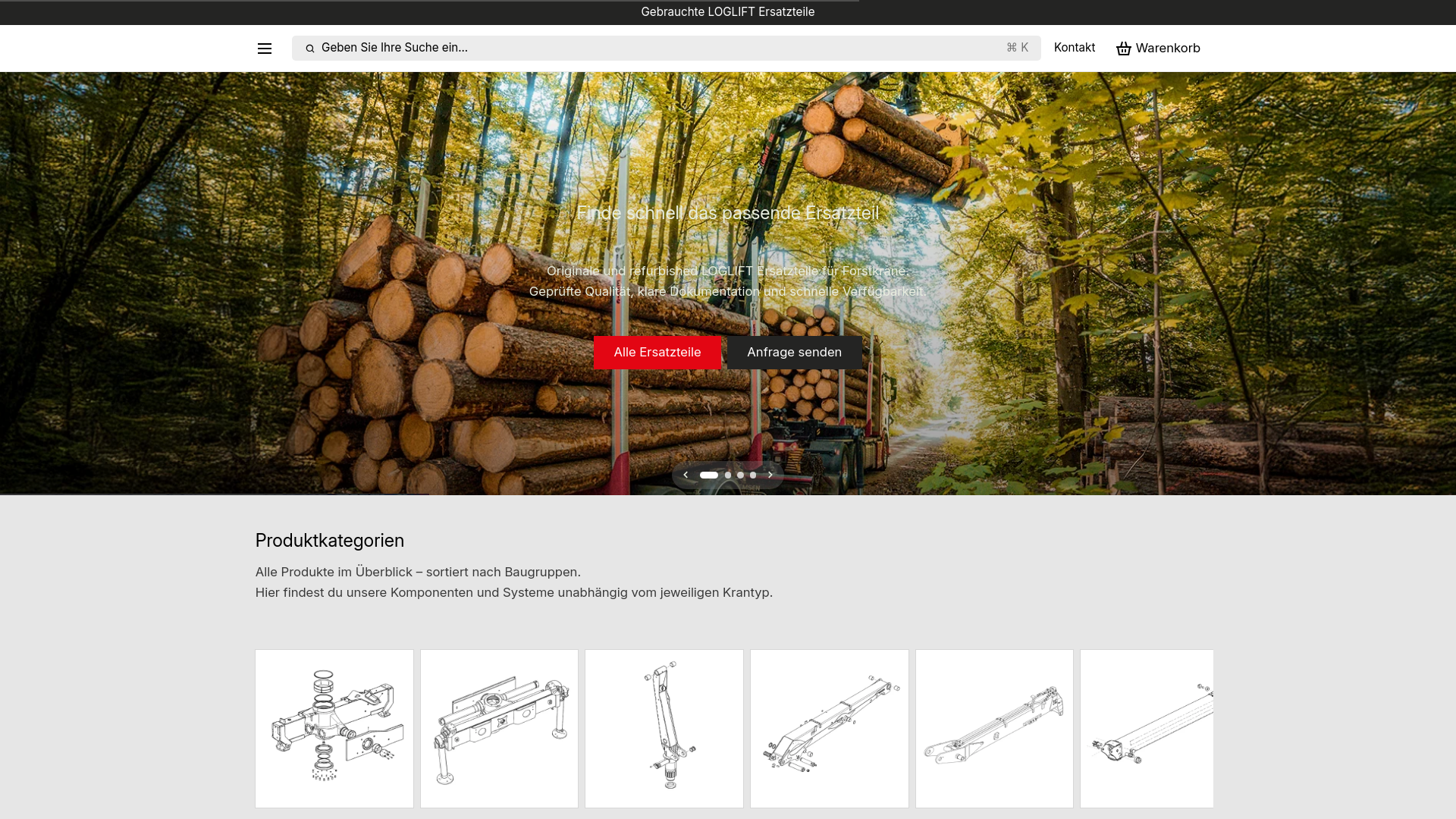 website screenshot of https://loglift-ersatzteile.de