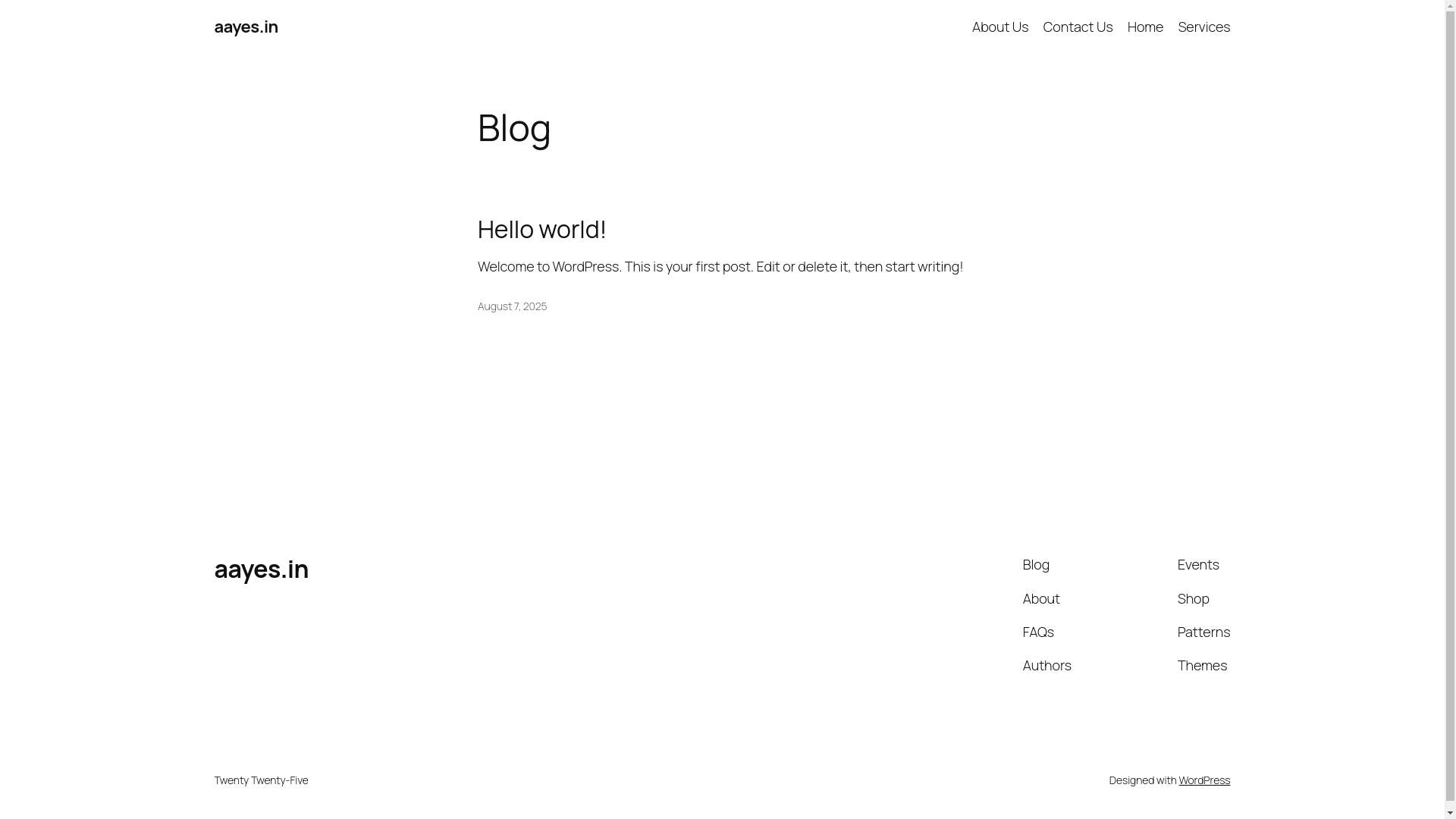 website screenshot of https://aayes.in/