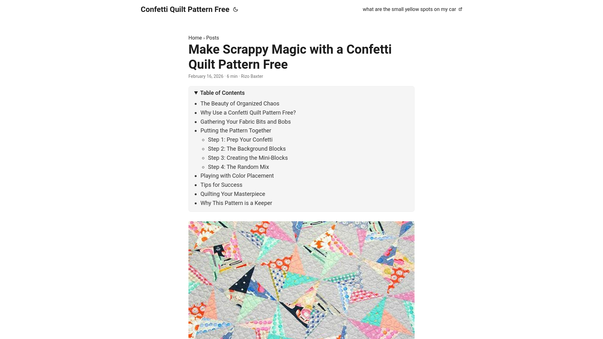 website screenshot of https://confetti-quilt-pattern-free.pages.dev/