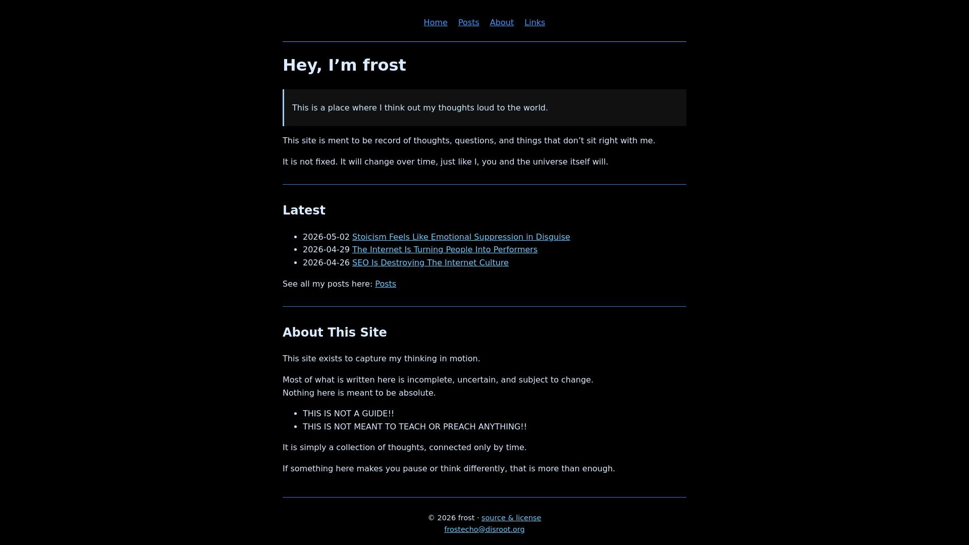 website screenshot of https://frostecho.neocities.org/