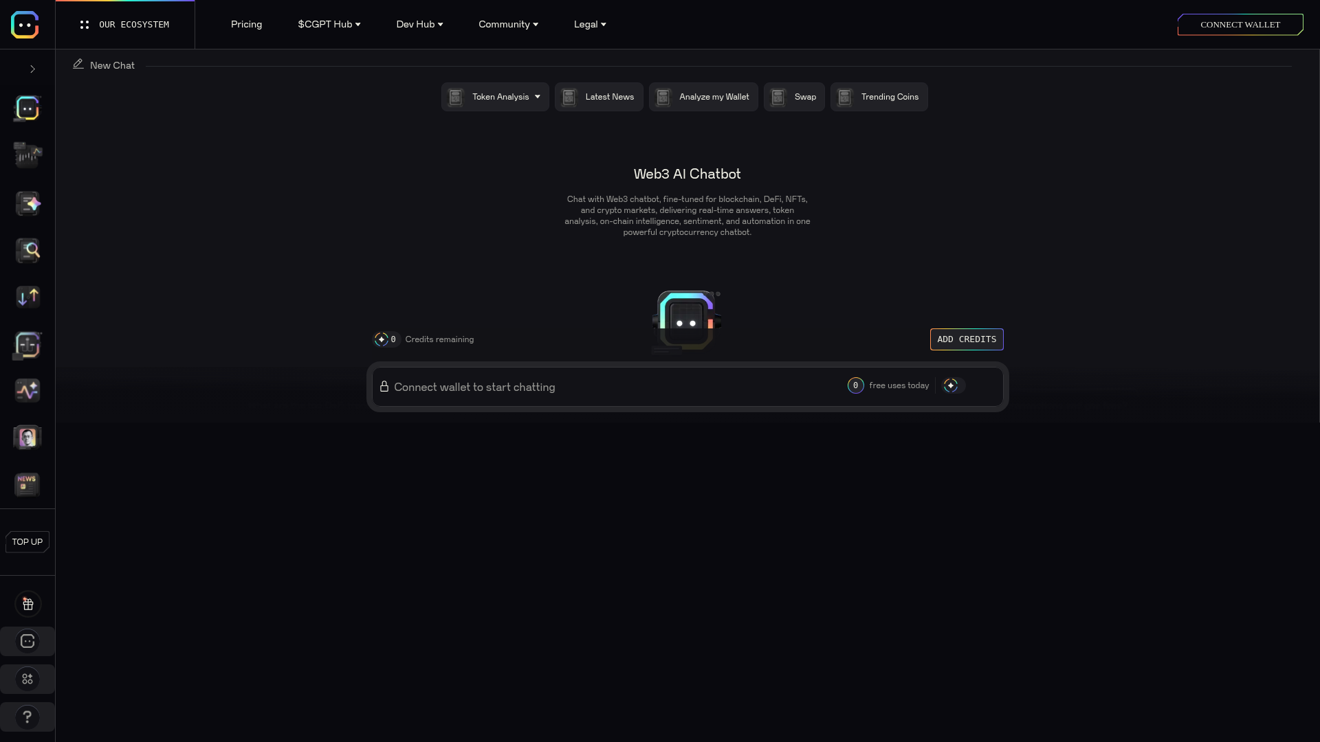 website screenshot of https://web3chatbot.com/