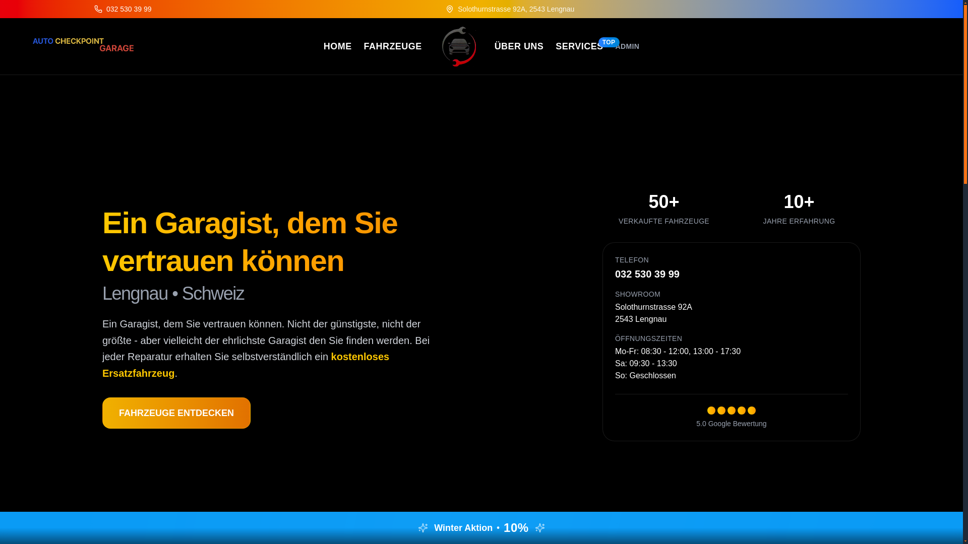 website screenshot of https://autocheckpointgarage.ch/