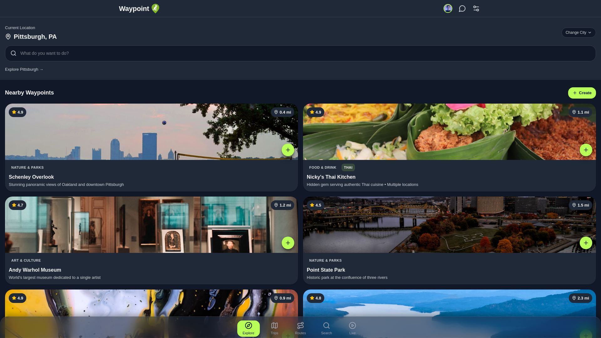 website screenshot of https://waypointdiscover.com/