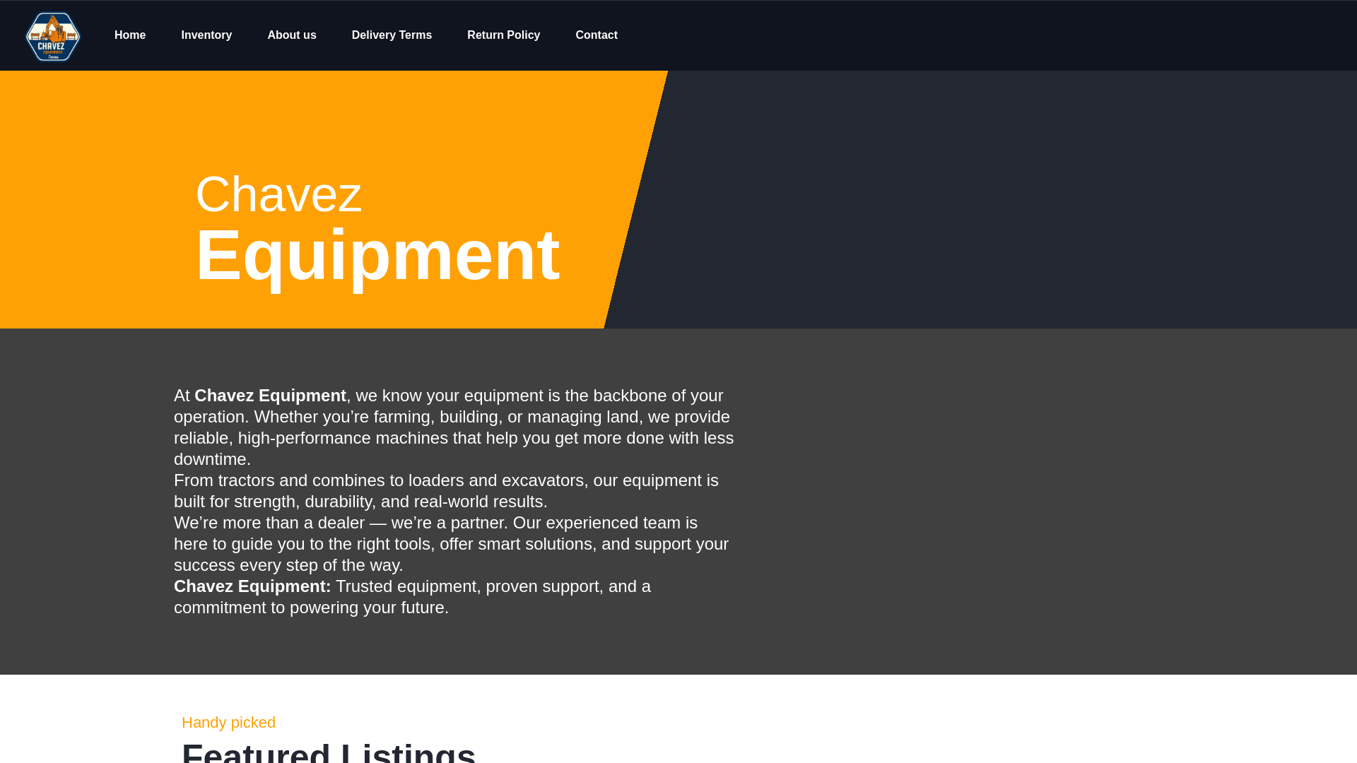 website screenshot of https://chavezequipment.com/
