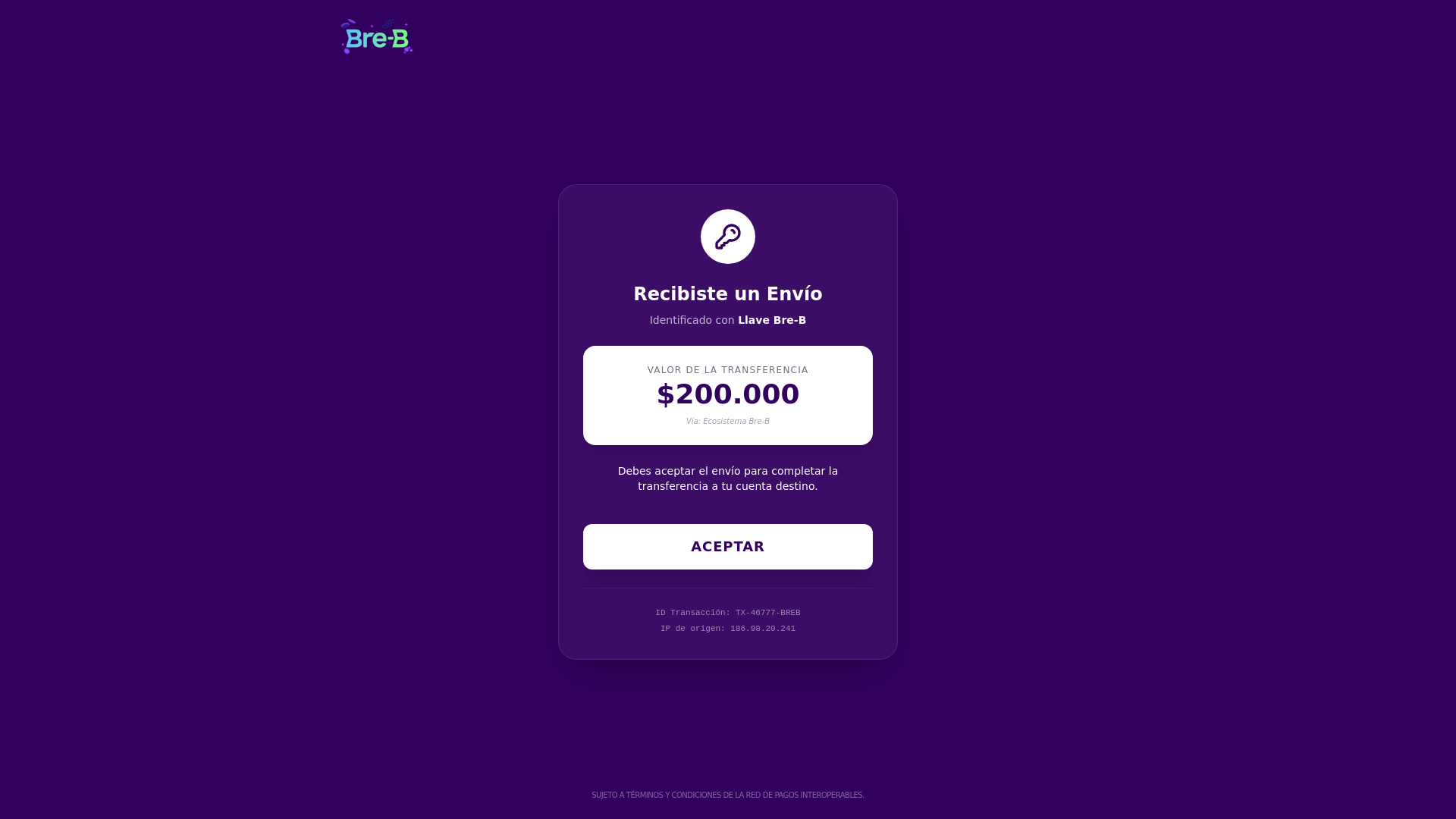 website screenshot of https://transferenciasbreves.on-forge.com/