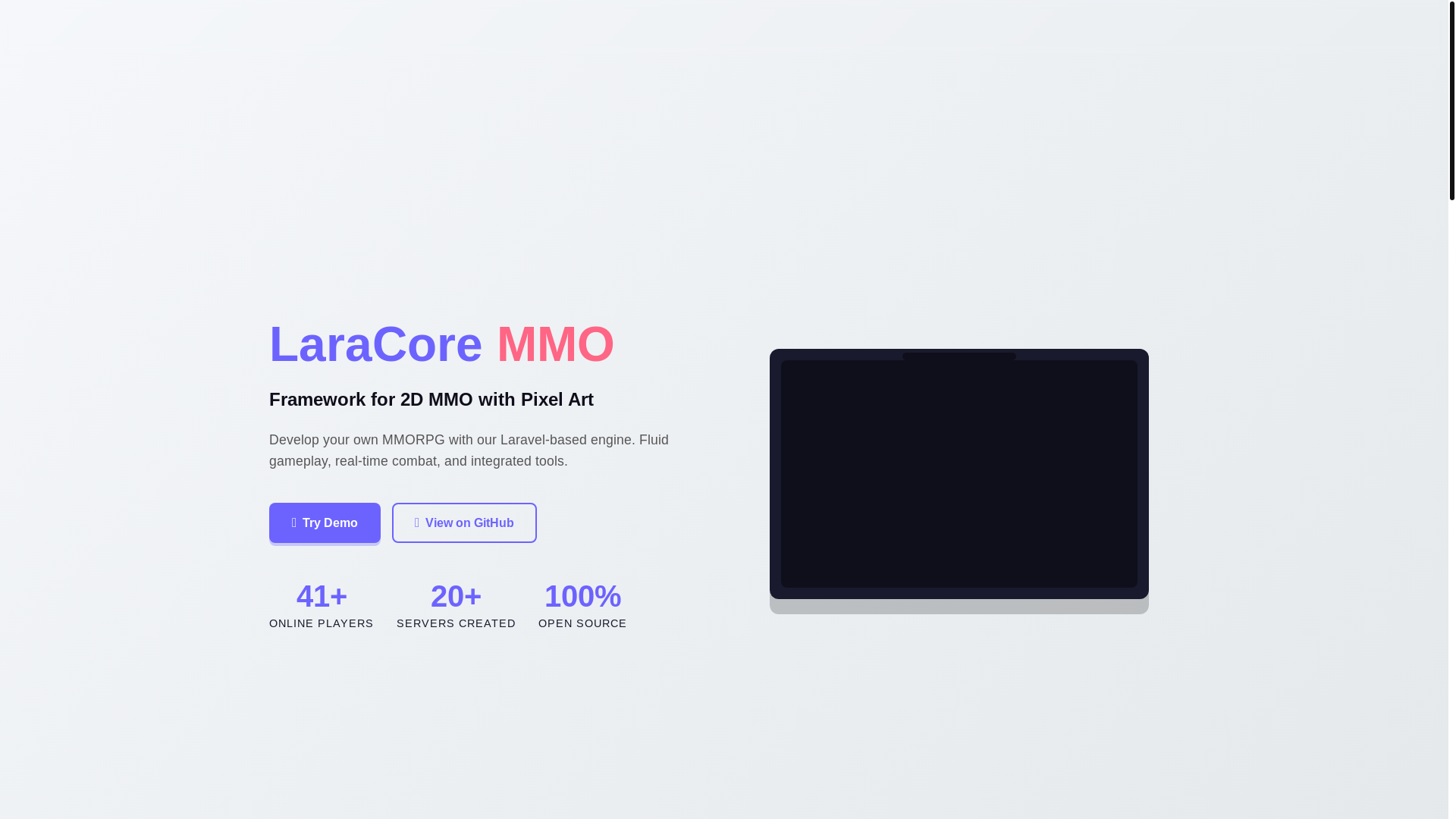 website screenshot of https://laracoremmo.com/