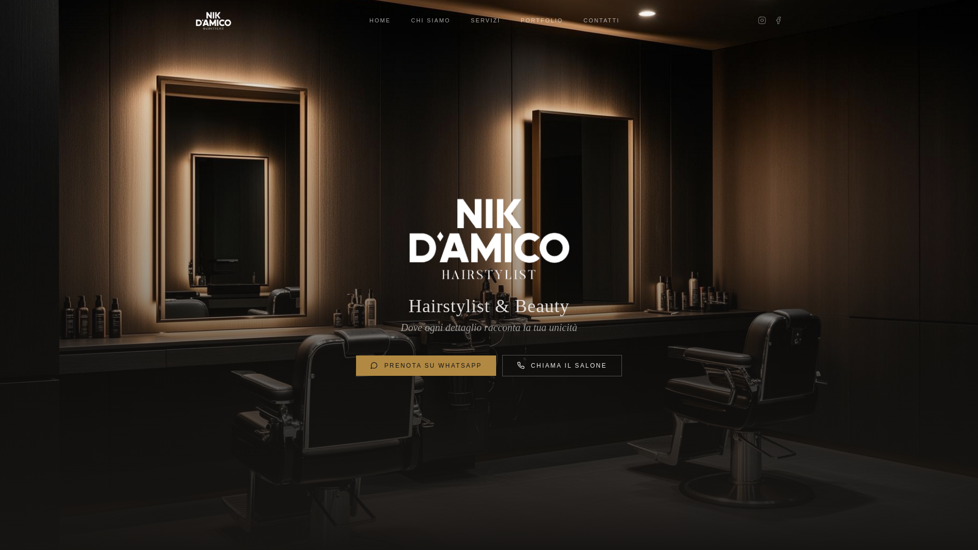 website screenshot of https://nikdamicohairstylist.it