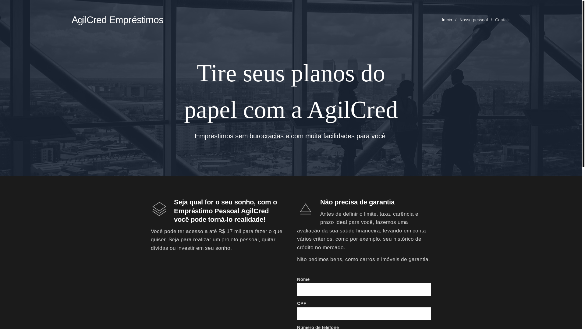 website screenshot of https://agilcredemprestimos.com.br/