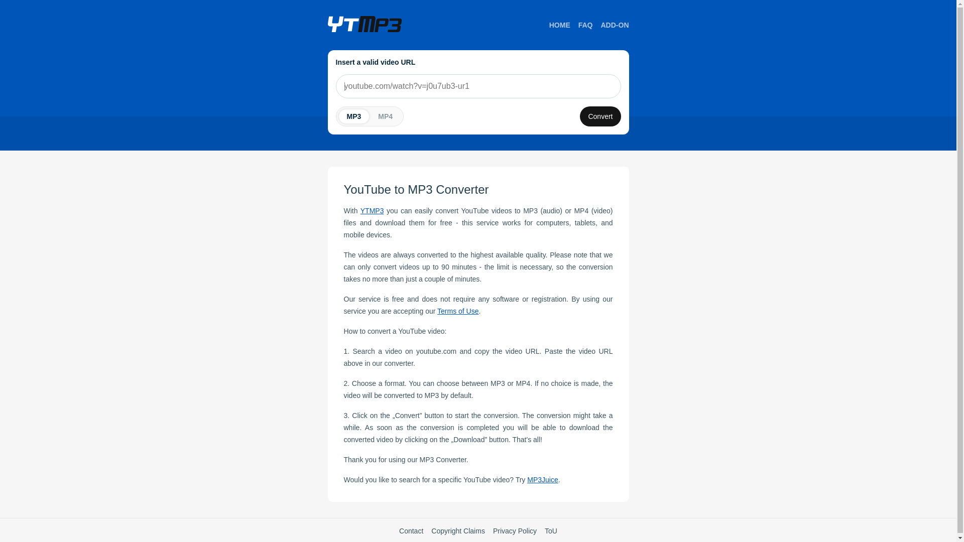 website screenshot of https://ytmp3.cc/