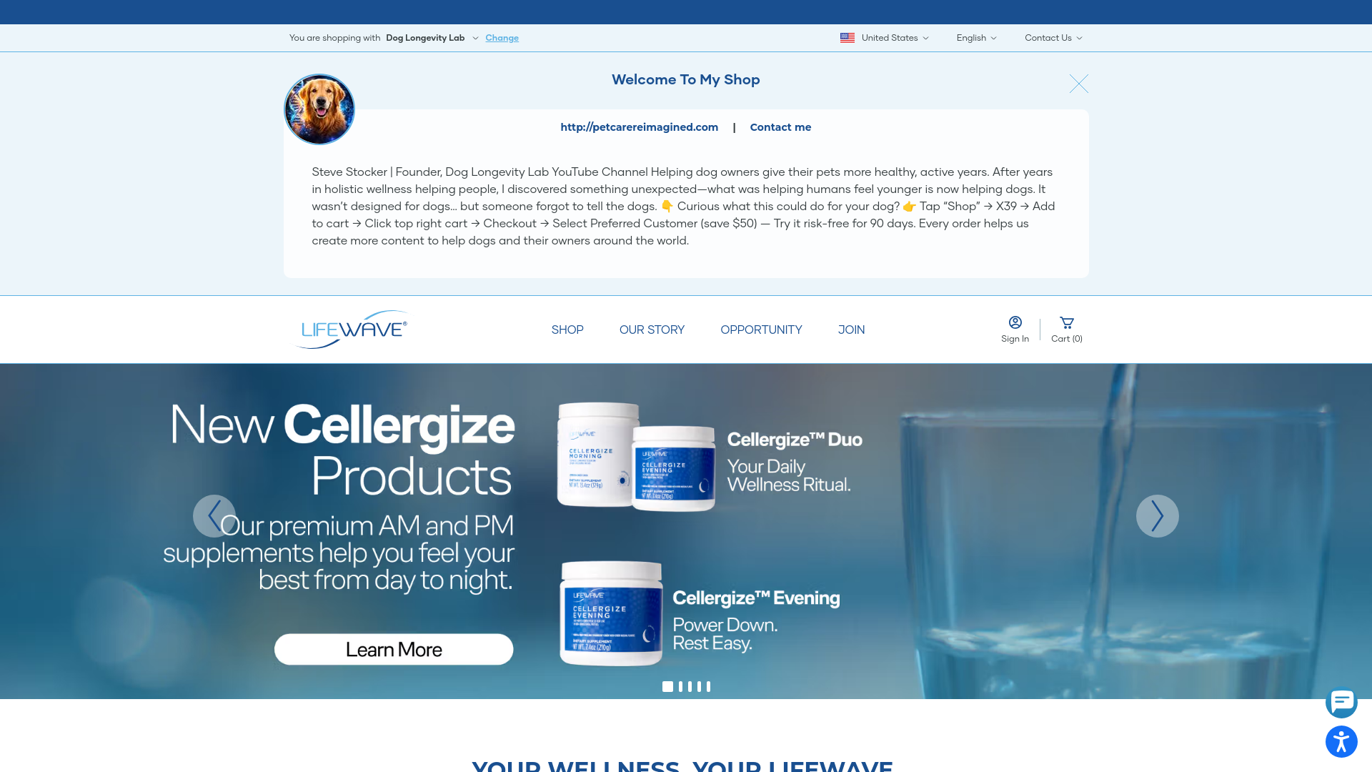 website screenshot of https://doglongevitylab.net/