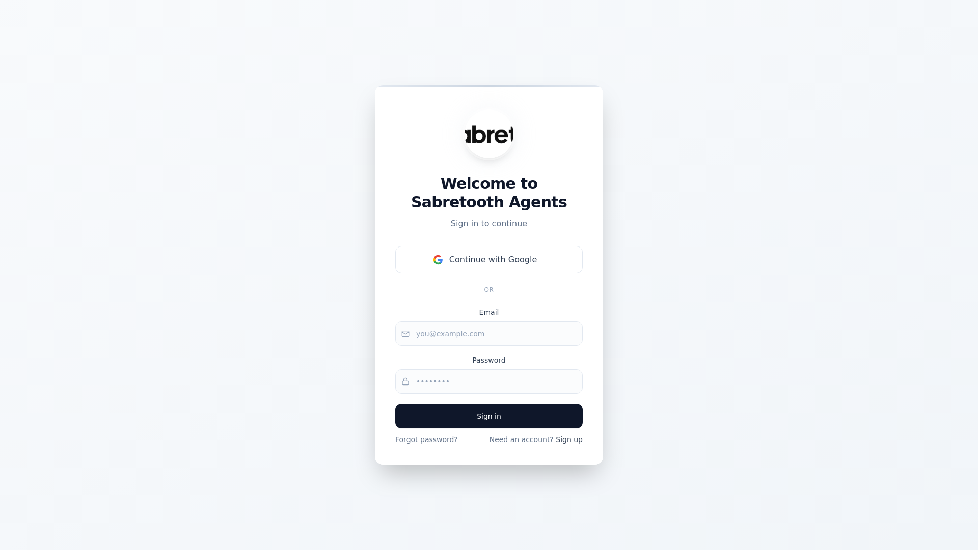 website screenshot of https://sabretoothagents.com/