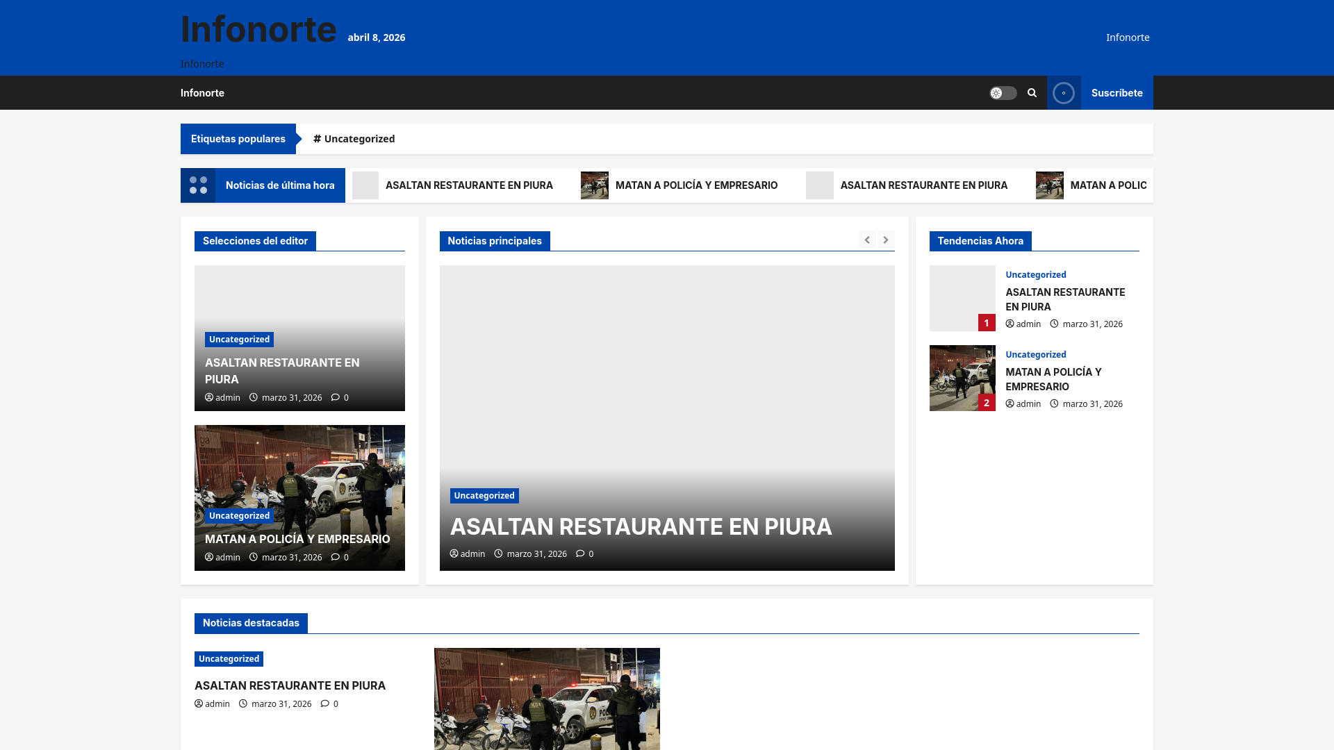 website screenshot of https://infonorte.pe/