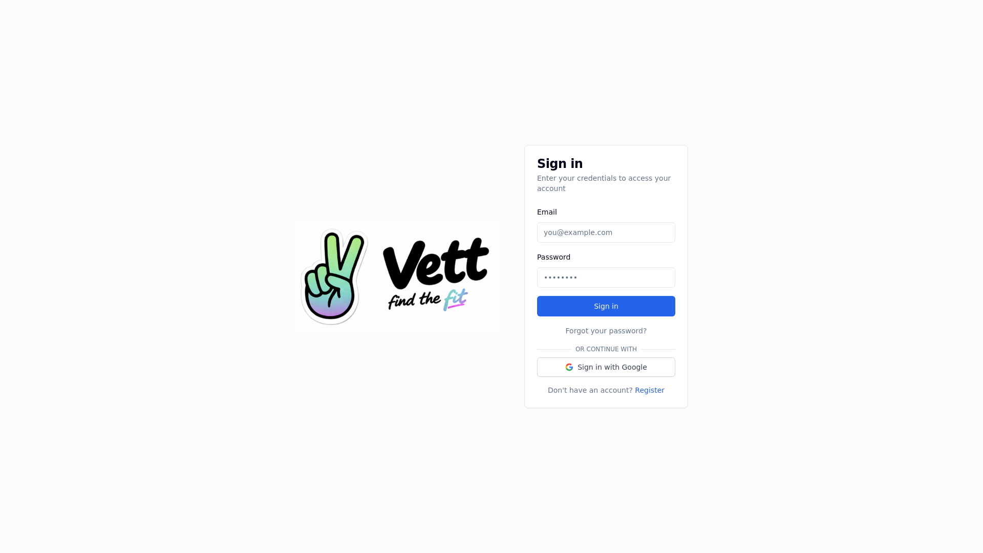 website screenshot of https://vett4fit.com/