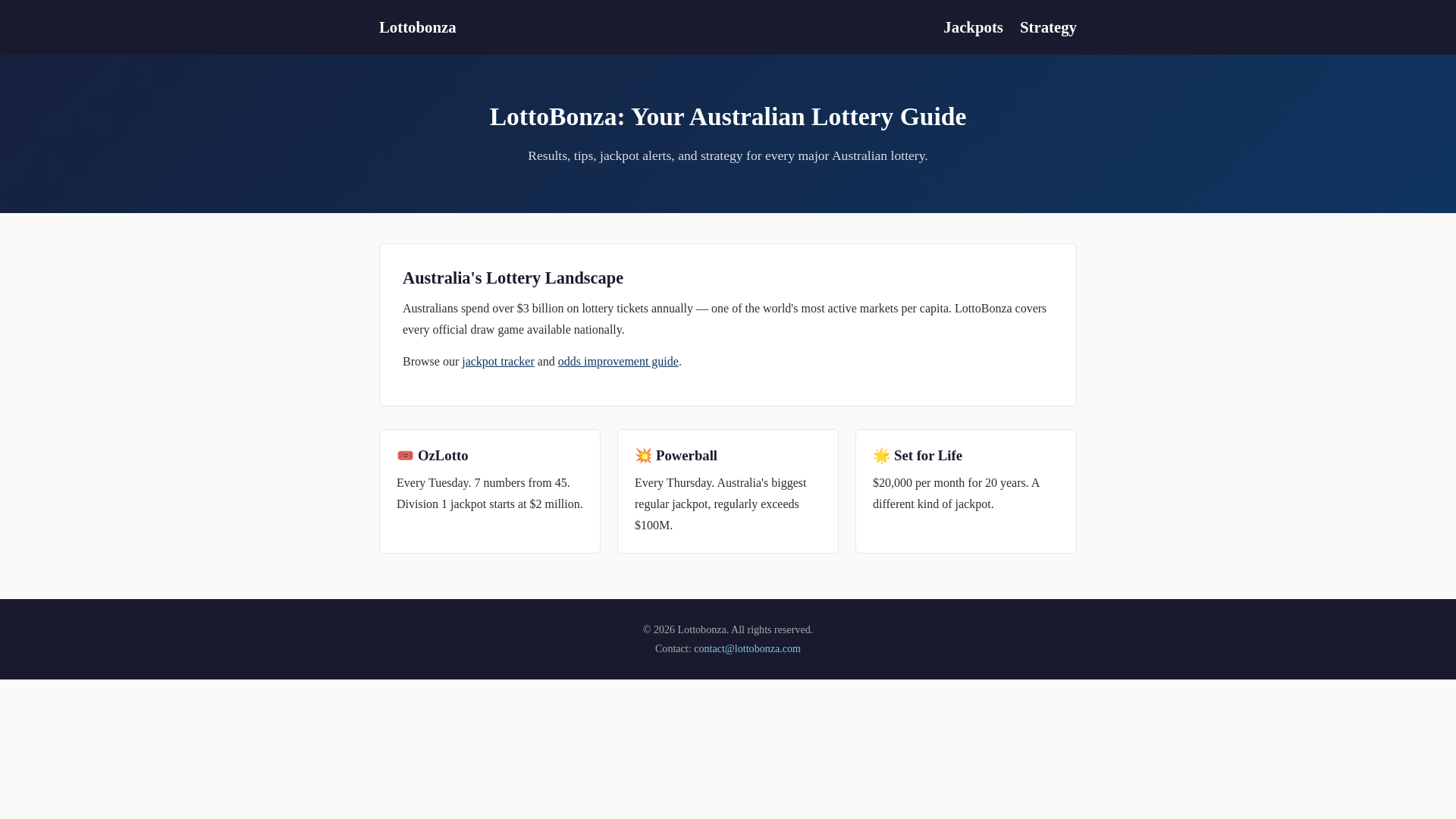 website screenshot of https://lottobonza.pages.dev/