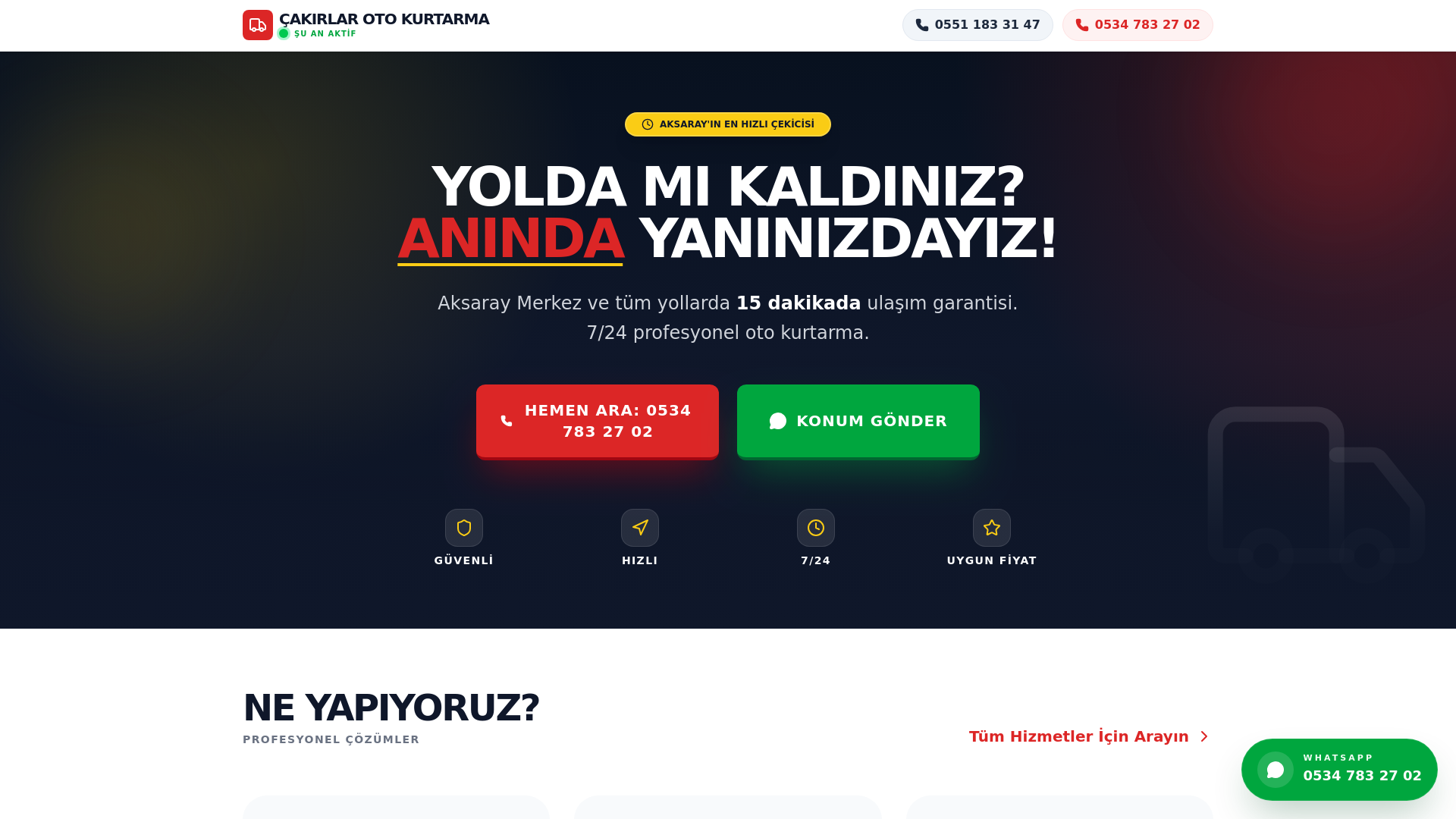 website screenshot of https://aksarayotokurtar.com/