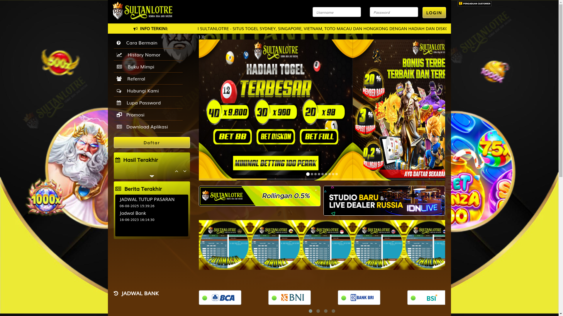 website screenshot of https://sultanlotre500.com/