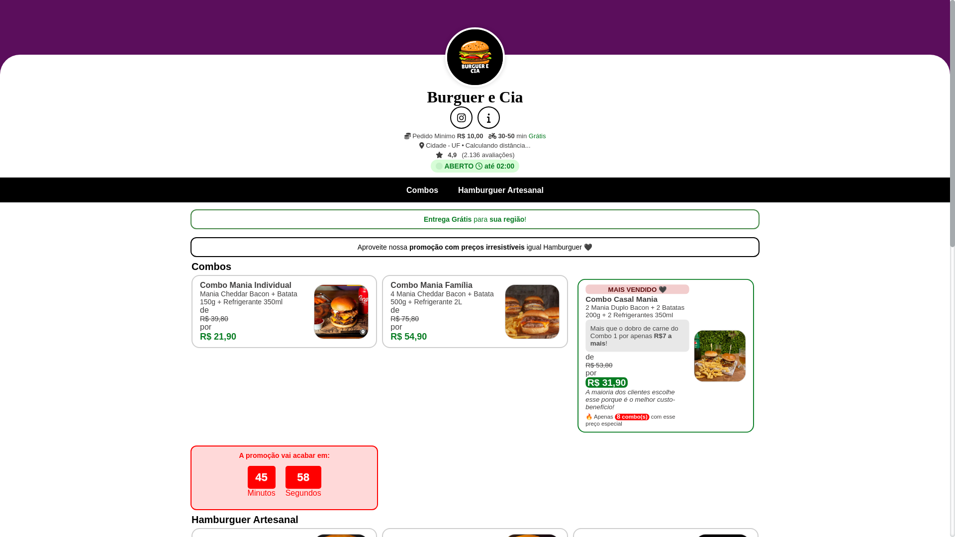 website screenshot of https://burgerrdelivery.online/