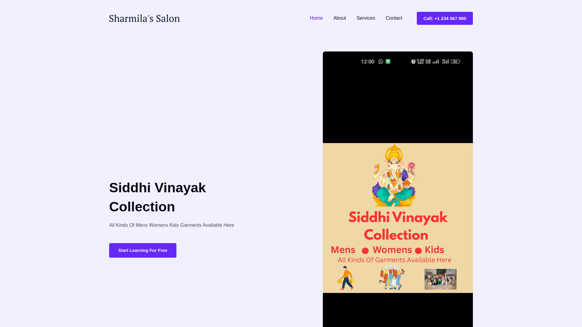 website screenshot of https://siddhivinayakcollection.com