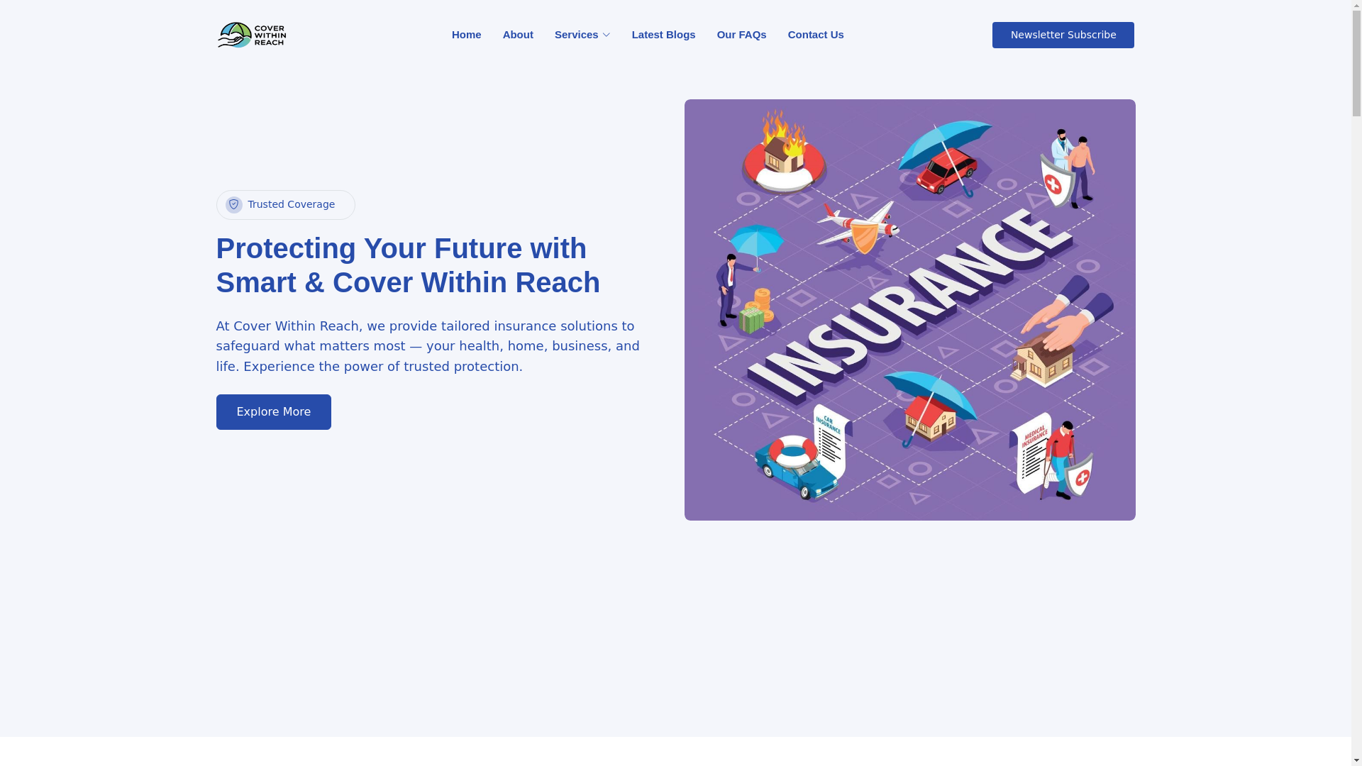 website screenshot of https://coverwithinreach.com/