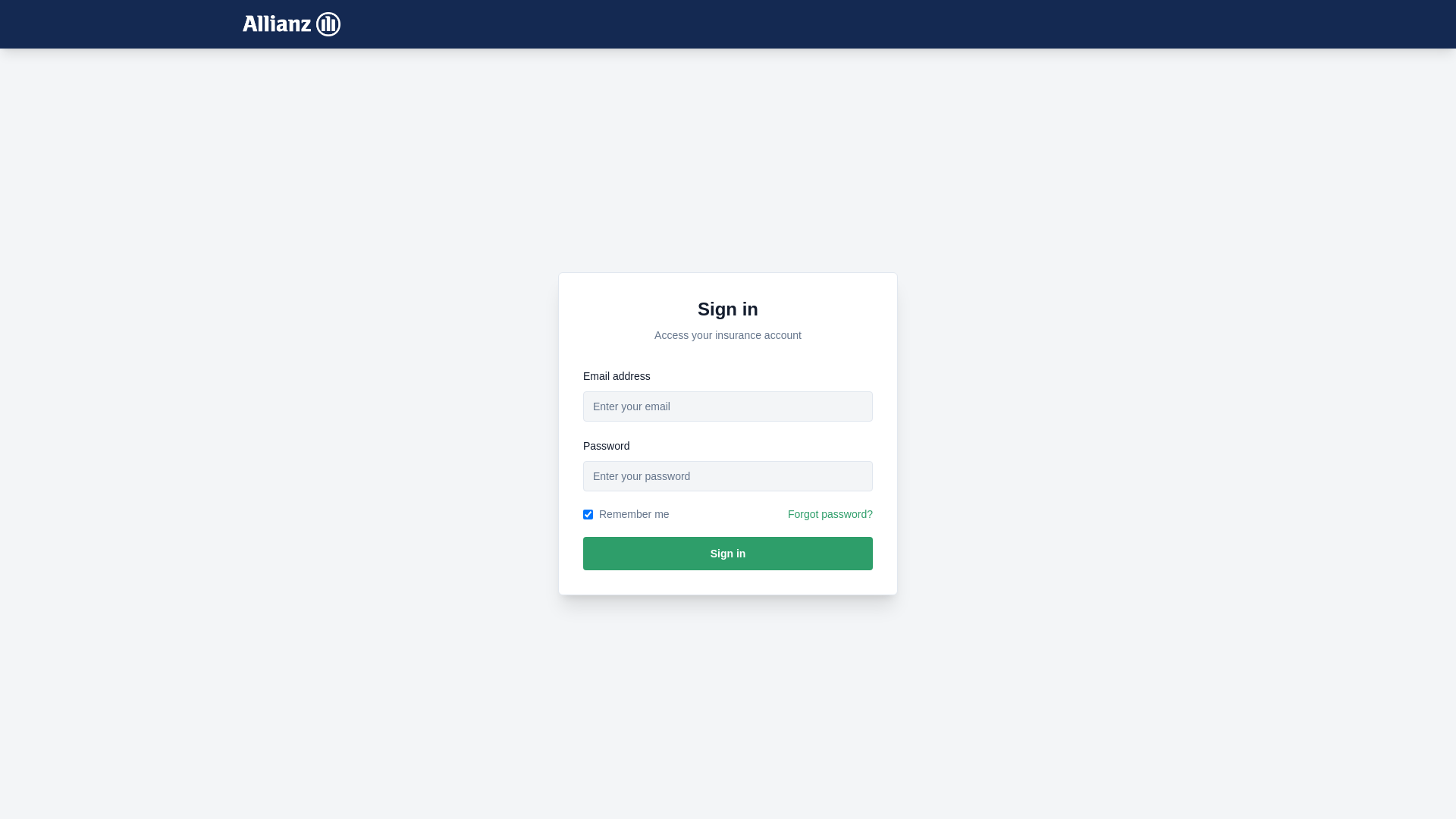 website screenshot of https://myinsuranceallianz.co.uk/