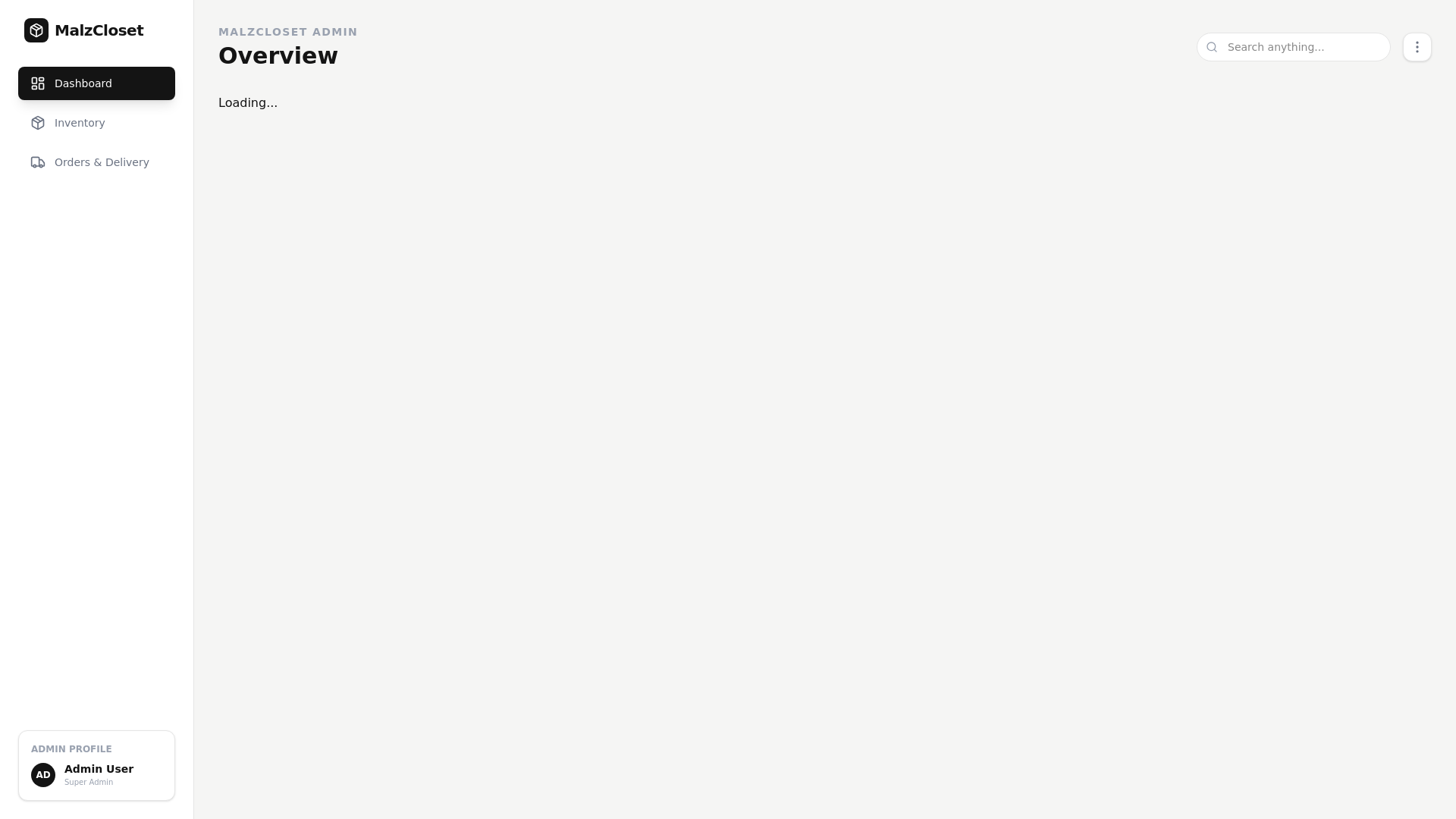 website screenshot of https://malzcloset-admin.pages.dev/