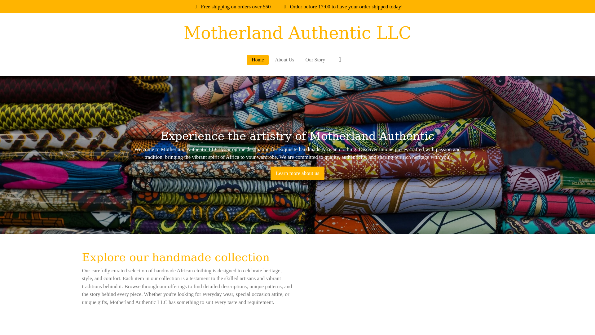 website screenshot of https://motherlandauthenticllc.com