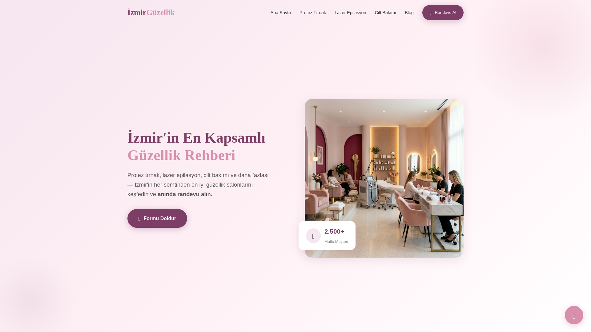 website screenshot of https://izmirguzelliksalonlari.com/
