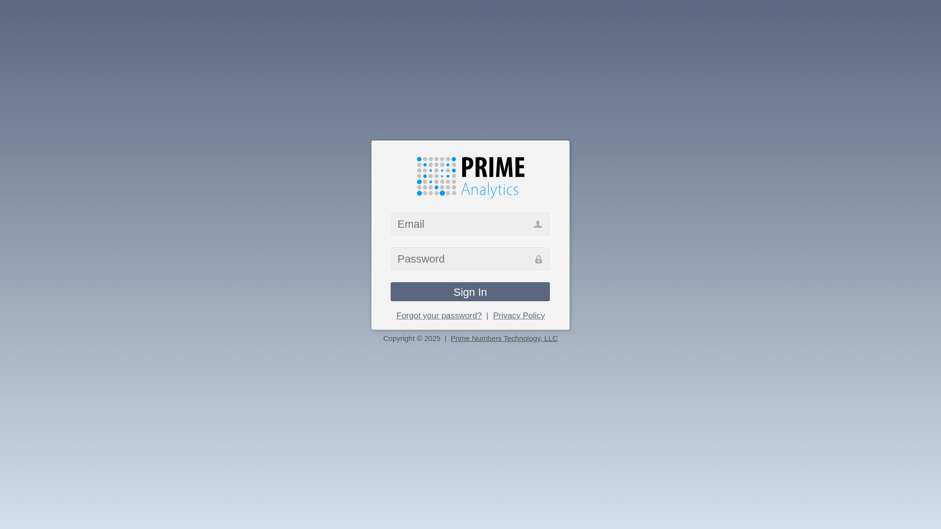 website screenshot of https://analytics.primenumberstechnology.com/