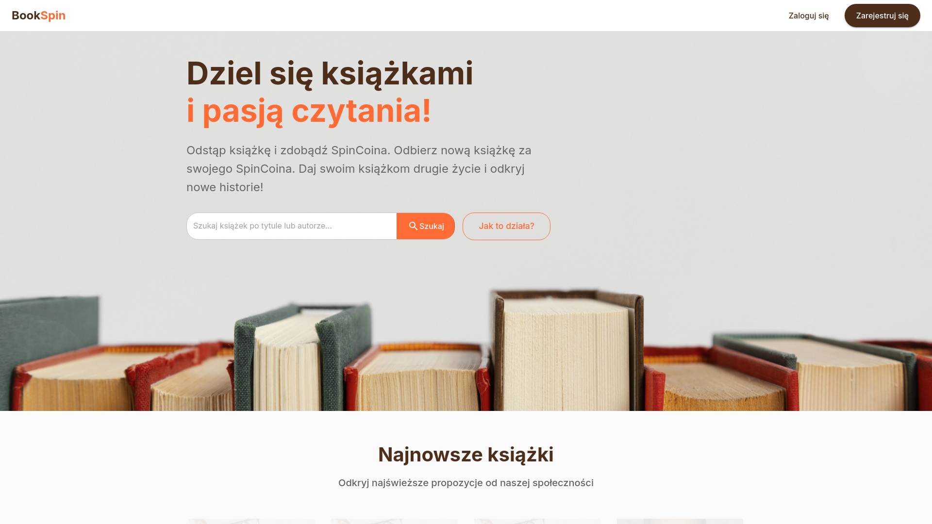 website screenshot of https://bookspin.pl/
