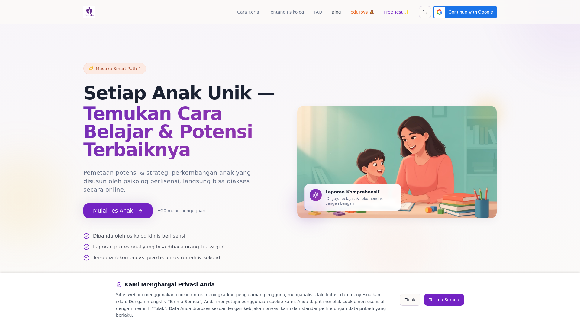 website screenshot of https://psikologmustika.com