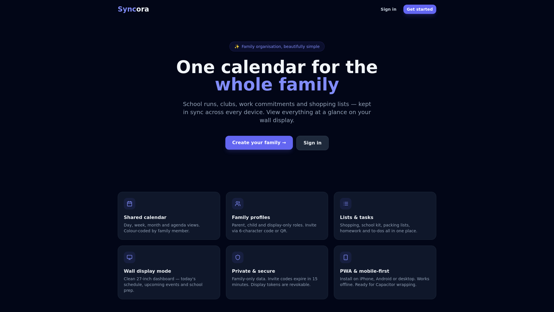 website screenshot of https://syncora-frontend.pages.dev/