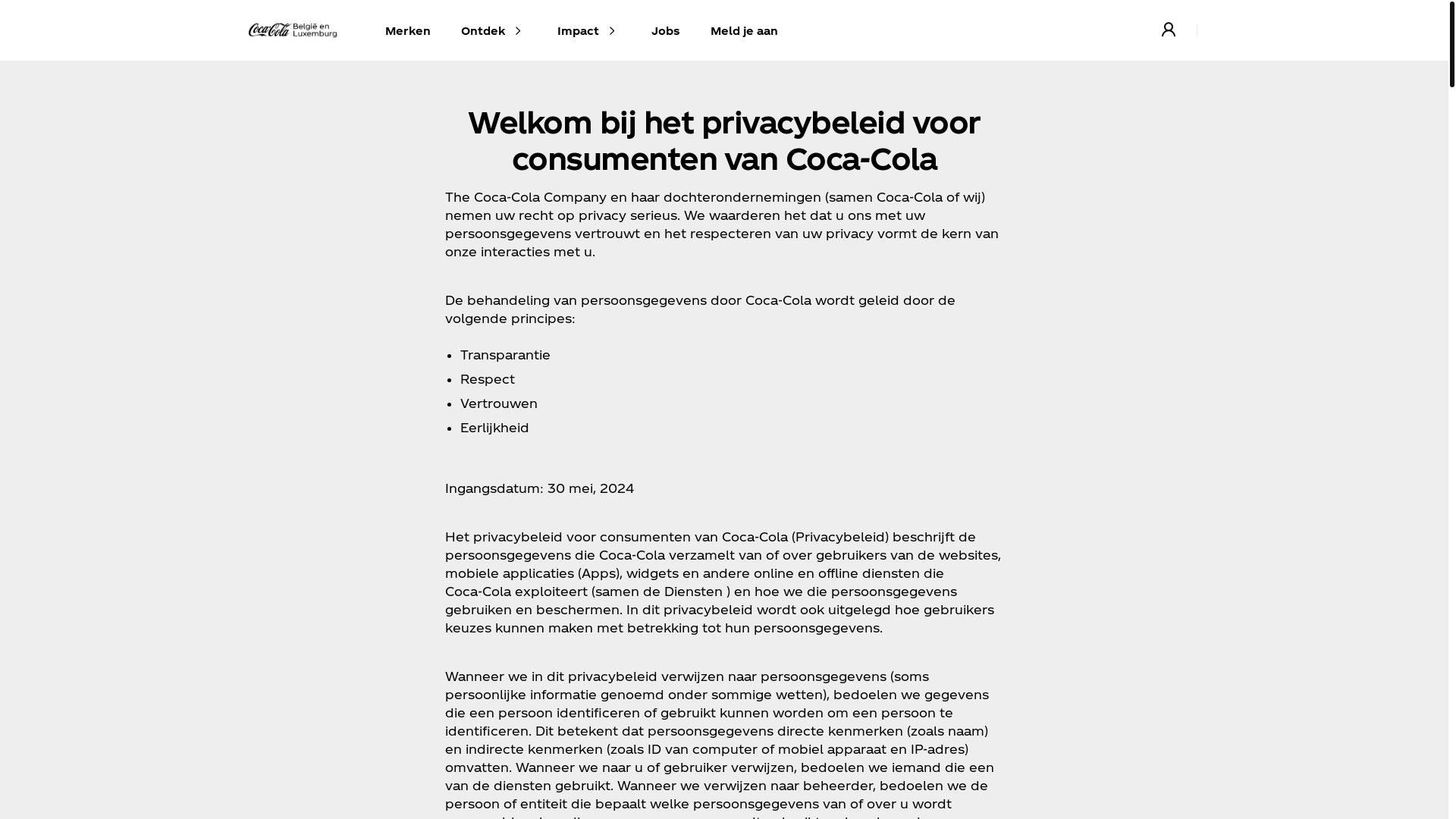 website screenshot of https://www.coca-cola.com/be/nl/legal/privacy-policy