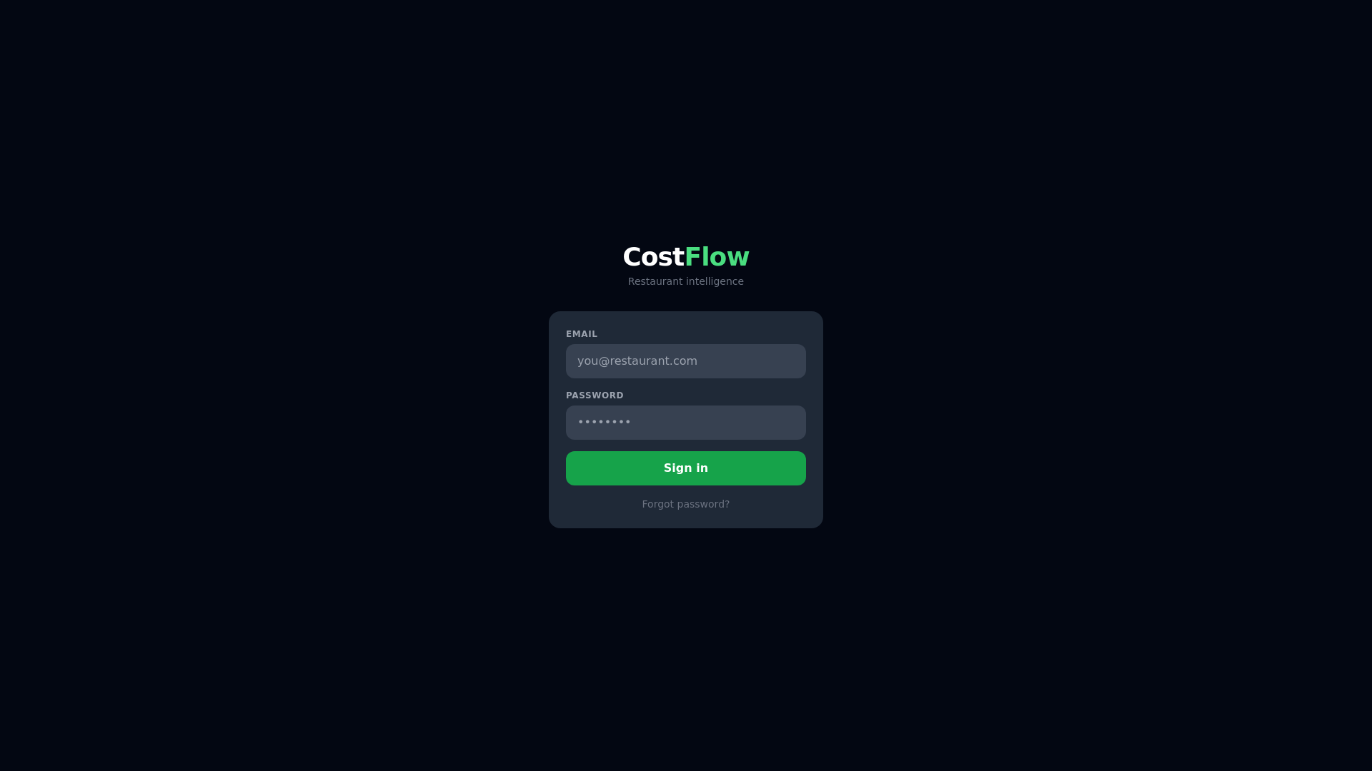 website screenshot of https://runcostflow.com