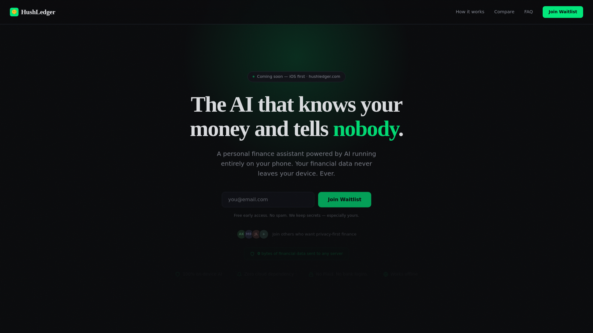 website screenshot of https://hushledger.pages.dev/