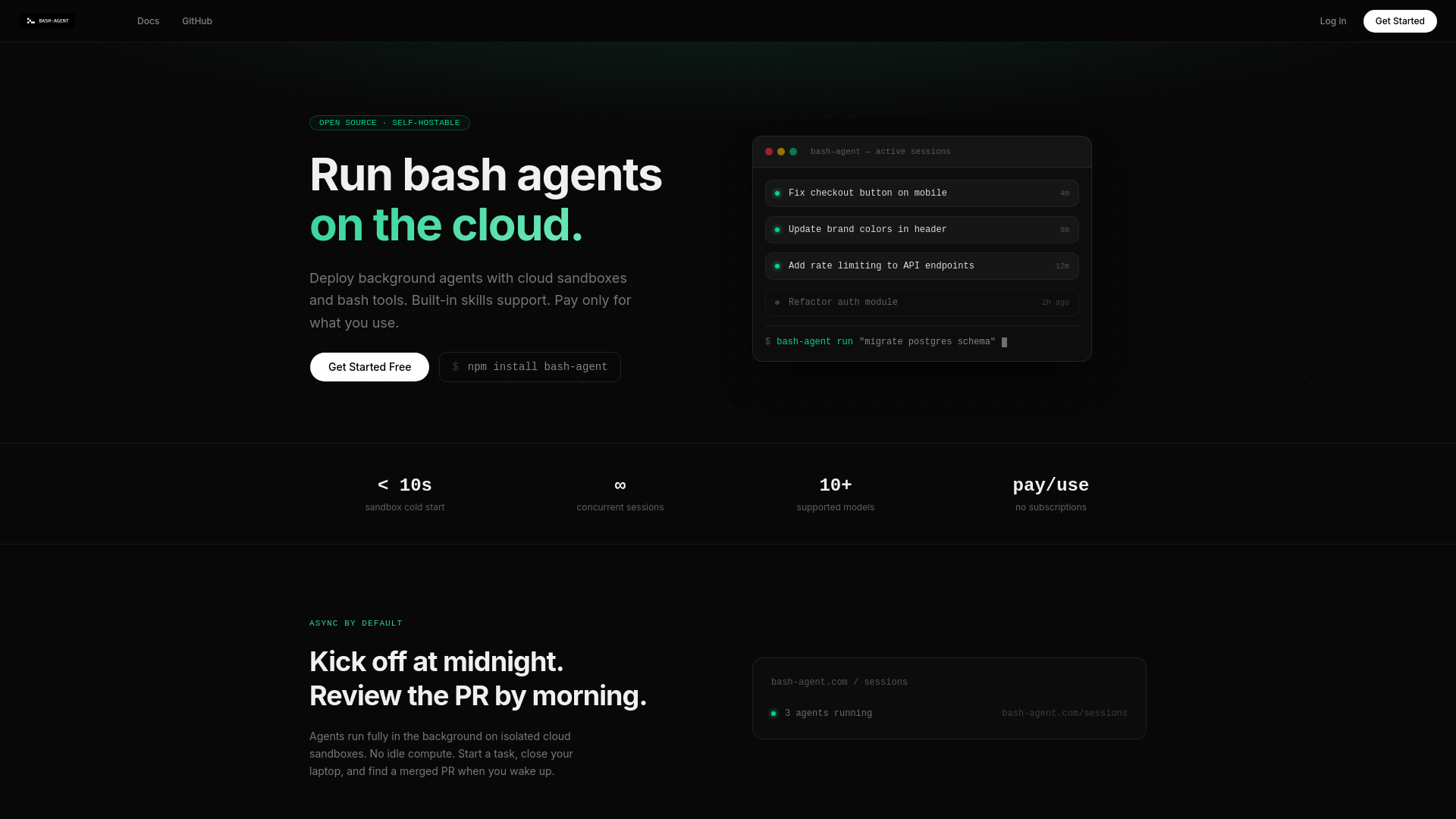 website screenshot of https://bash-agent.com/
