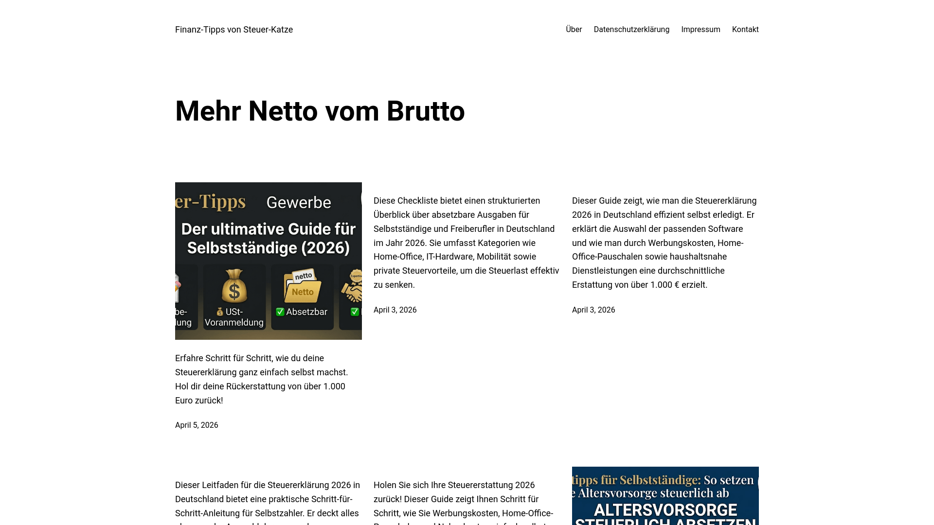 website screenshot of https://steuer-katze.de/