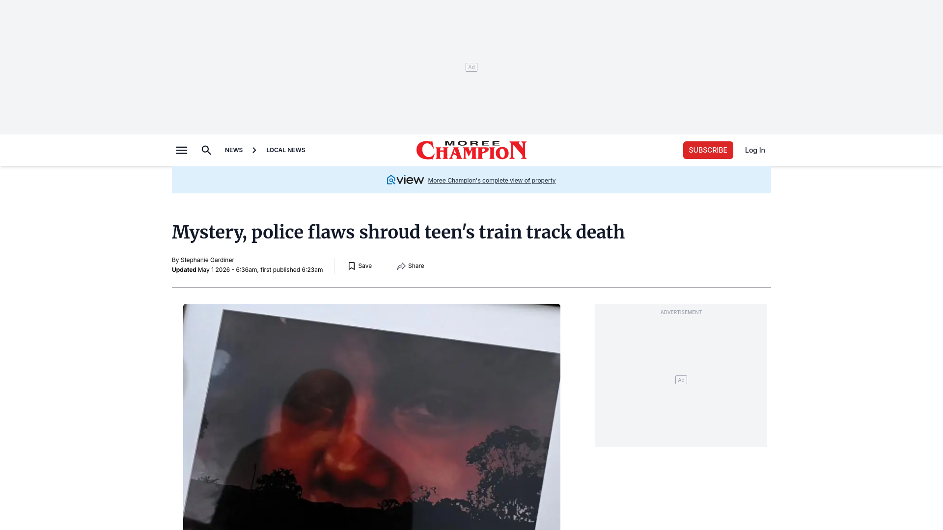 website screenshot of https://www.moreechampion.com.au/story/9237674/mark-haines-police-blunders-withheld-truth-from-family-for-38-years-inquest-hears/