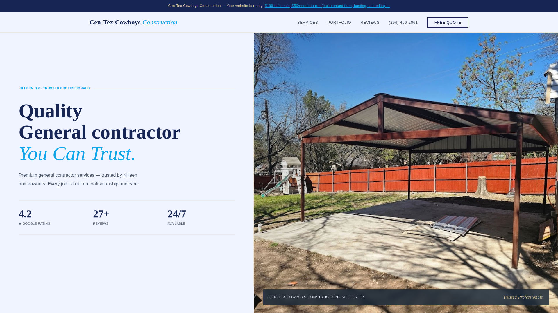 website screenshot of https://cen-tex-cowboys-construction-demo.pages.dev/