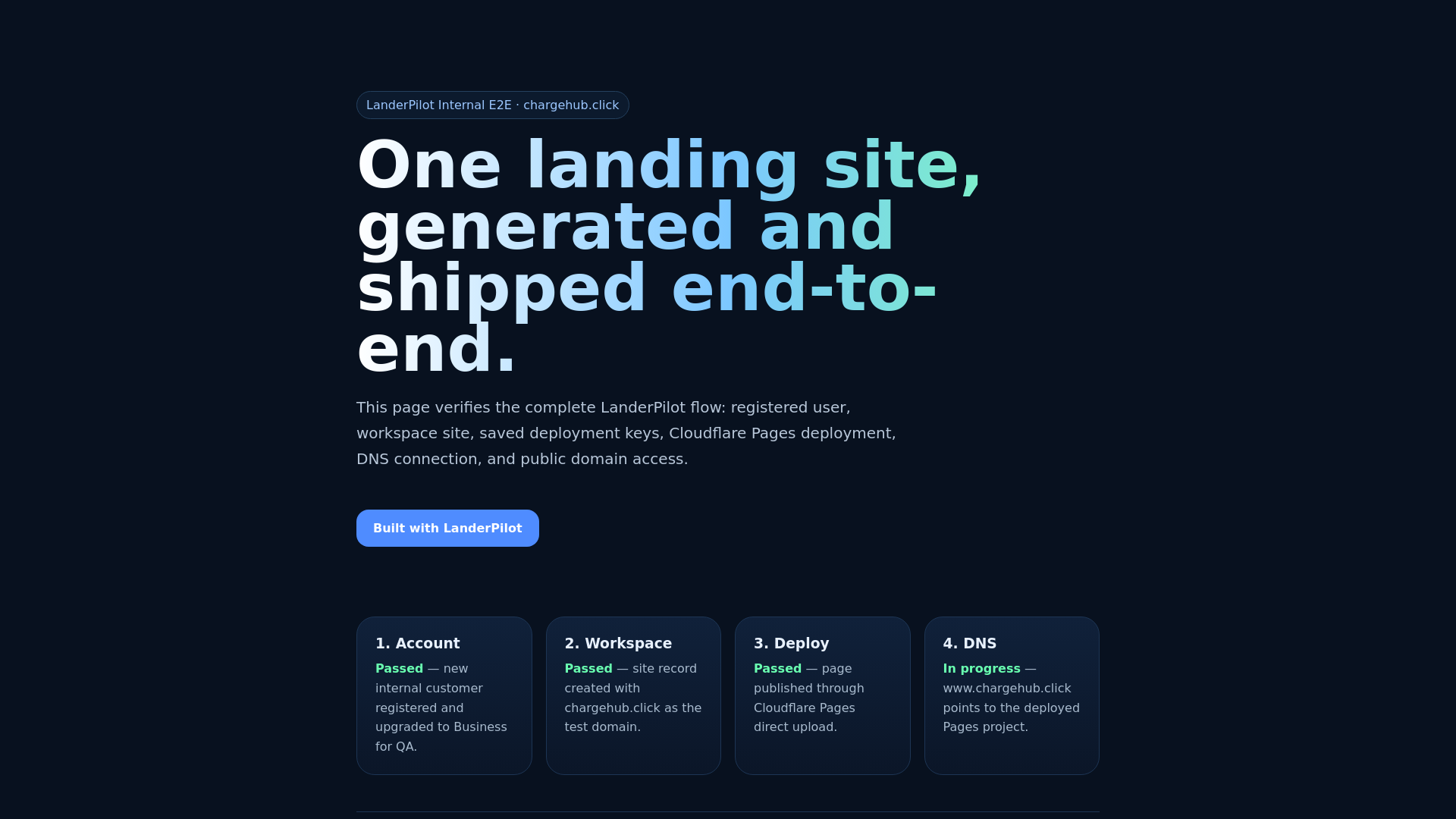website screenshot of https://chargehub-click-e2e.pages.dev/