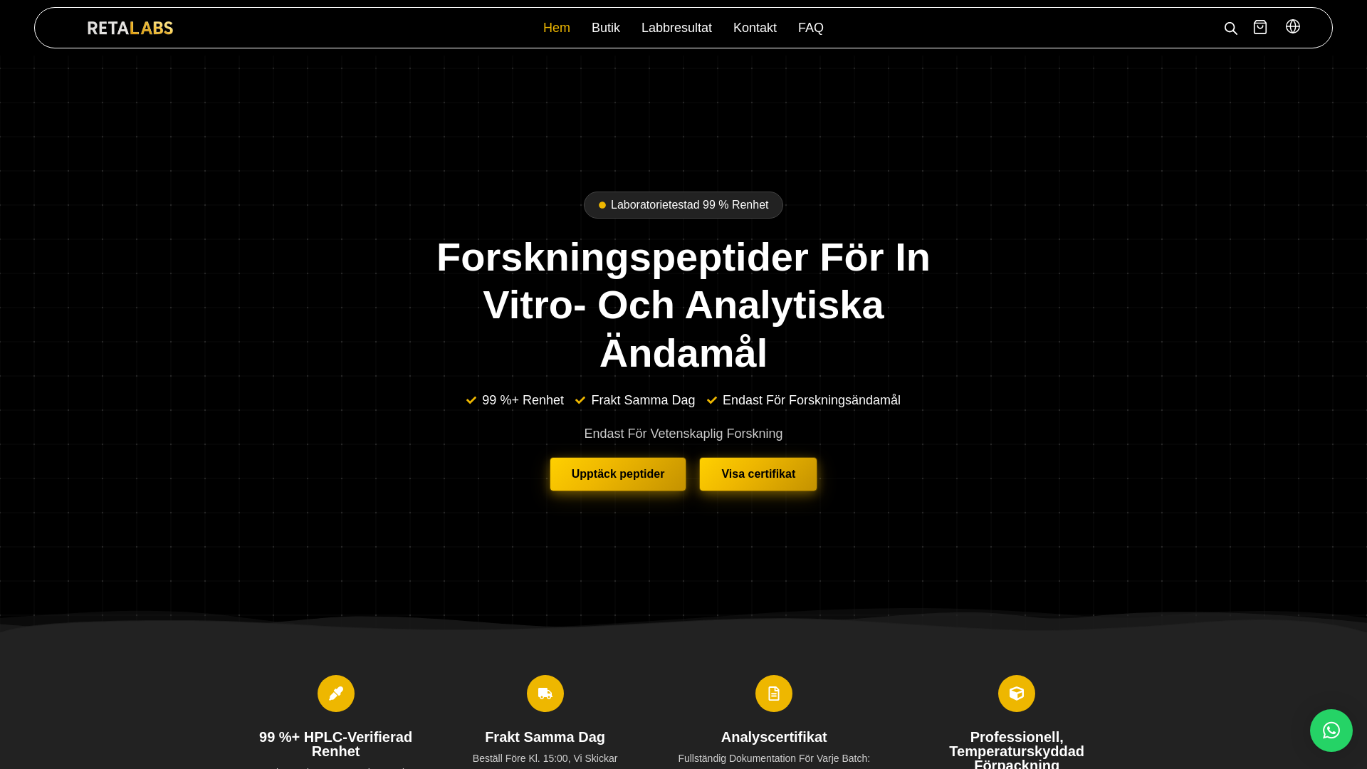 website screenshot of https://retalabs.se/