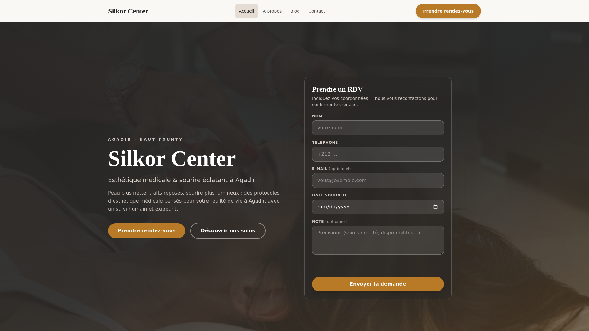 website screenshot of https://silkor-center.ma