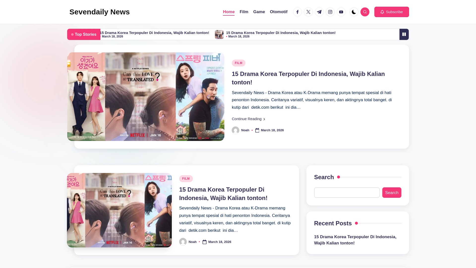 website screenshot of https://sevendailynews.com/