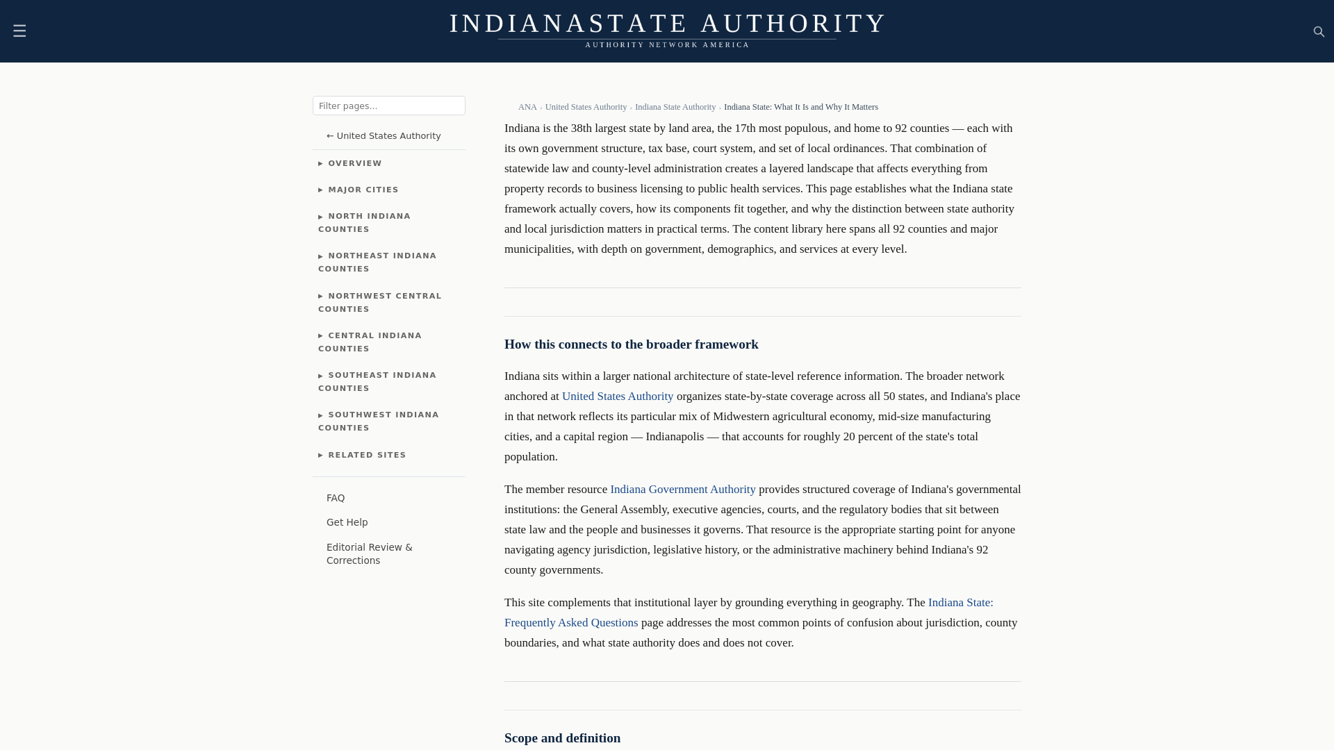 website screenshot of https://indianastateauthority.com/