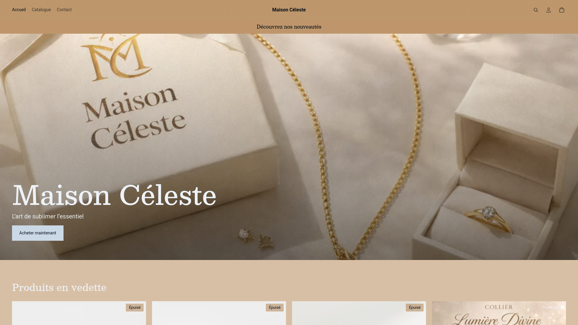 website screenshot of https://maisonceleste-paris.fr/