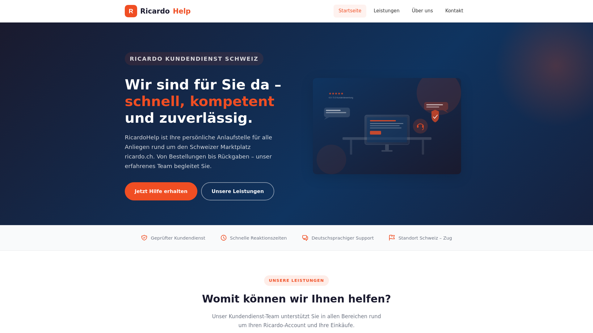 website screenshot of https://ricardohelp.ch/