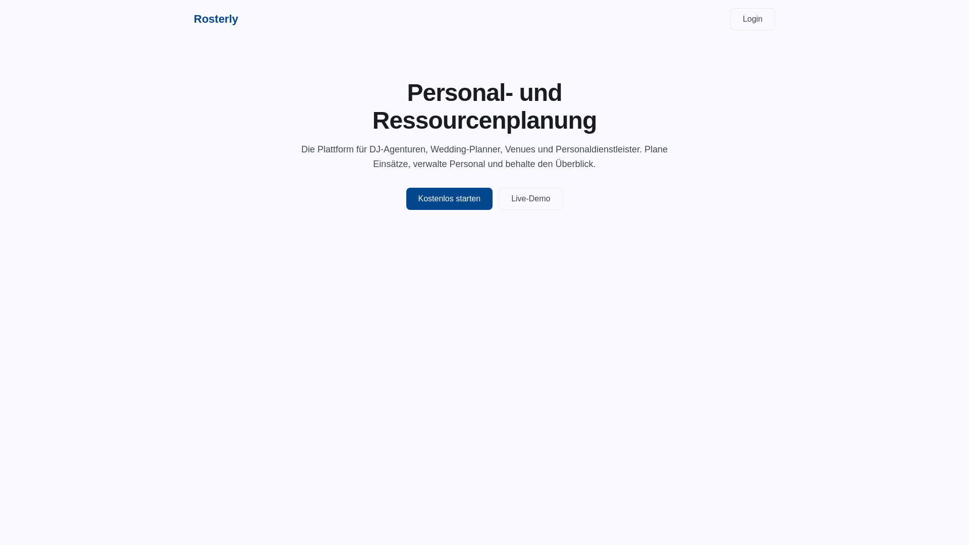 website screenshot of https://rosterly.de