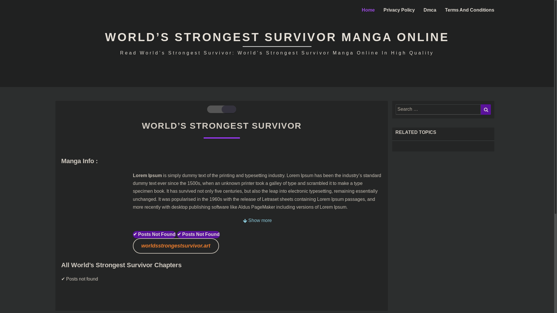 website screenshot of https://worldsstrongestsurvivor.art/