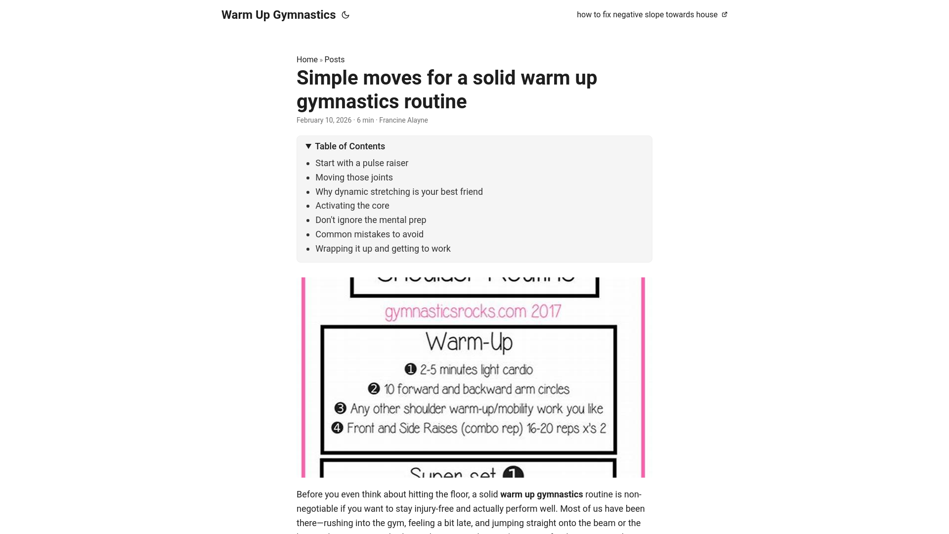 website screenshot of https://warm-up-gymnastics.pages.dev/